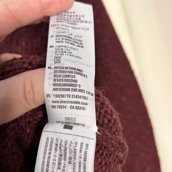 Abercrombie & Fitch Sweater‎ Pullover Maroon Gray Pattern Womens Large - Picture 6 of 9